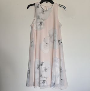 Calvin Klein Pink Floral Trapeze Dress